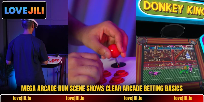 Mega Arcade Run scene shows clear arcade betting basics Mega Arcade Run scene shows clear arcade betting basics