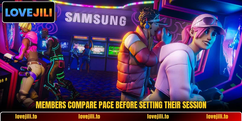 Members compare pace before setting their session Members compare pace before setting their session