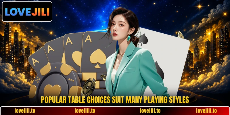 Popular table choices suit many playing styles