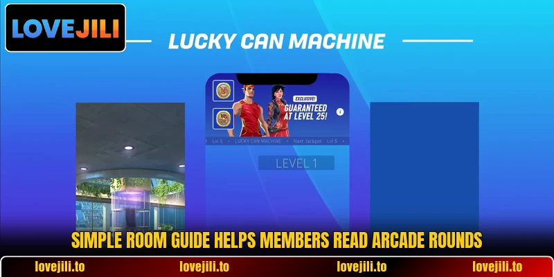 Simple room guide helps members read arcade rounds